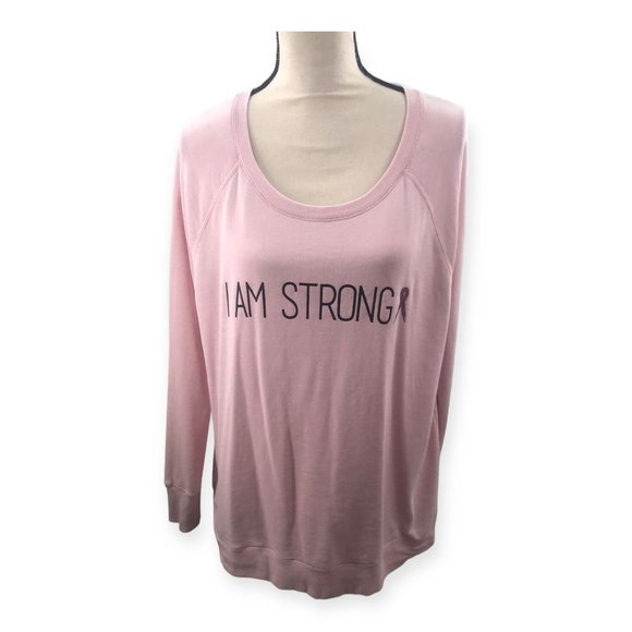 ^ Ideology NWT Womens I Am Strong Fitness Running Sweatshirt Shimmer Pink Large - Picture 1 of 6